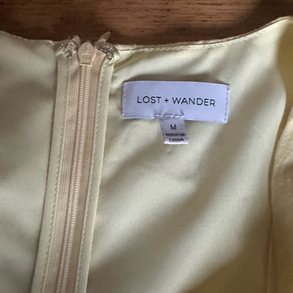 LOST + WANDER Yellow Mini Smock Dress With Ruffled Hem - Picture 2 of 9